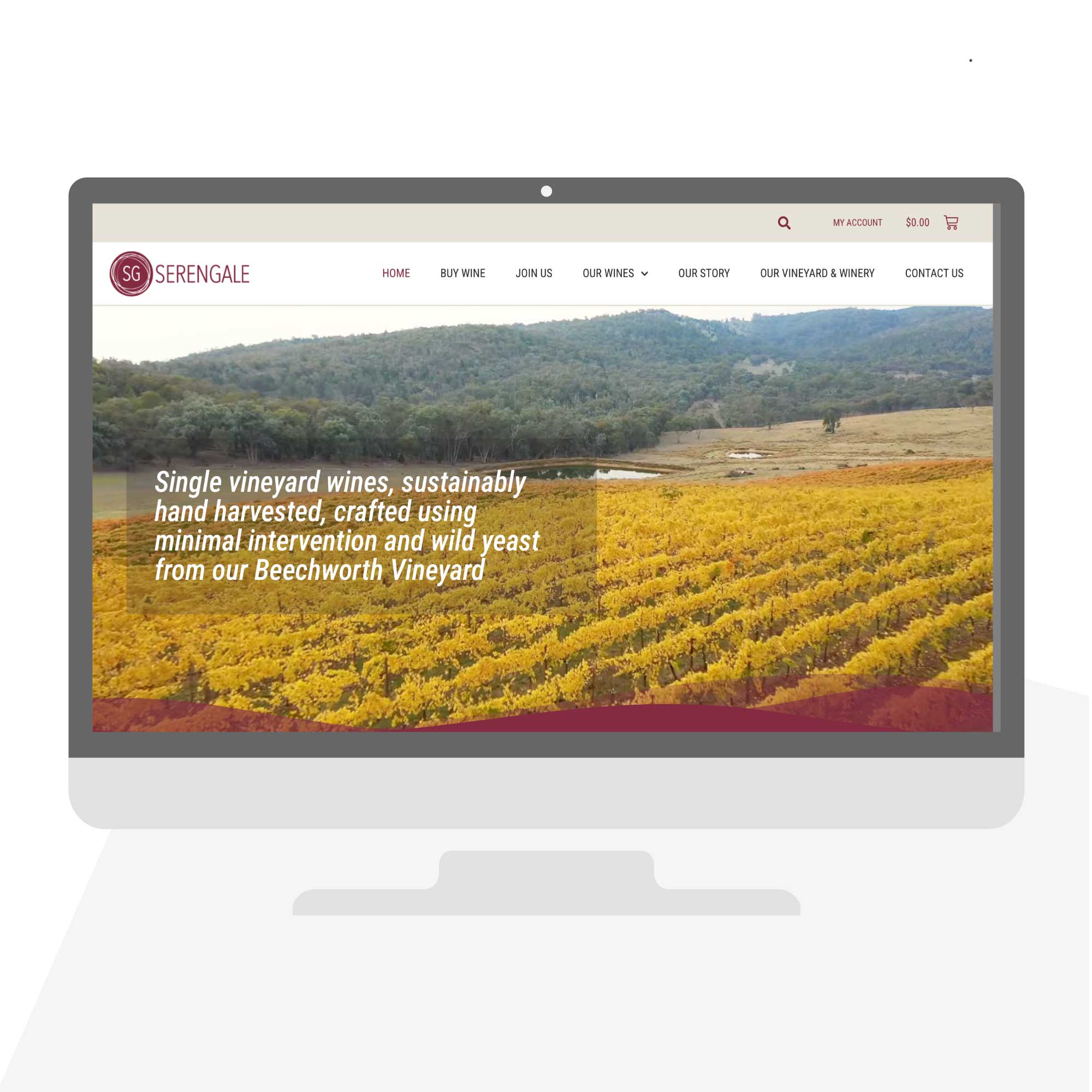 Redsally Studio ecommerce website design for Serengale Vineyard